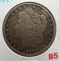1887-O Morgan silver dollar.