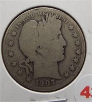 1907-D Barber half dollar.