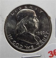 1960-D Franklin half dollar. GEM BU.