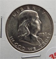 1959-D Franklin half dollar. GEM BU.