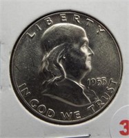 1955 Franklin half dollar. GEM BU.