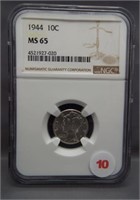 1944 Mercury dime. NGC MS65.