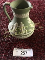 white on sage small handle pitcher
