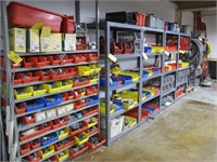 (6) Metal Shelving Units w/ Contents Including: