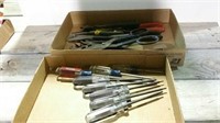 2 boxes screwdrivers and miscellaneous tools
