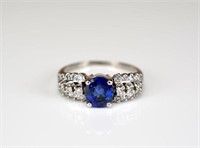 GOLD, DIAMOND, AND SAPPHIRE RING