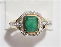 Sterling Silver & Gold Plated Emerald & Cubic Zirc