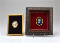 TWO HAND PAINTED PORTRAIT MINIATURES