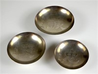 THREE JAPANESE SILVER FOOTED DISHES