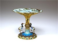 CHINESE EXPORT GILT SILVER & ENAMEL TAZZA