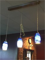 3 Hanging Blue Lamps