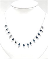 10K White Gold Sapphire Necklace