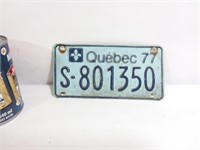 Plaque d'immatriculation Québec 1977 "S"