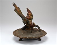 CONTINENTAL COLD PAINTED METAL BIRD BATH