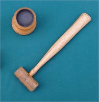 Unknown wooden object & rawhide mallet