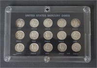 1941-1945 Mercury Silver Dime 15 Coin Set