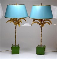 PAIR OF VINTAGE PALM TREE TABLE LAMPS
