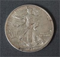 1942-S Walking Liberty AU+ Silver Half Dollar