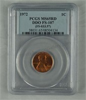 1972 Lincoln Penny PCGS MS65RD DDO 1 Cent Coin