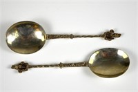 PAIR OF CONTINENTAL SILVER SERVING SPOONS
