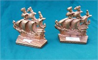 Pair of brass ship bookends