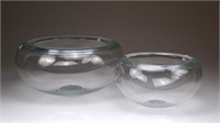 TWO GRADUATED HOLMEGAARD GLASS BOWLS