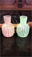 Fenton opalescent glass vases approximately 6
