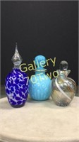Selection of art glass perfume bottles – largest