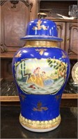 Large Victorian hand painted porcelain gilded