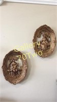 Pair of gilded Victorian hanging wall figurative