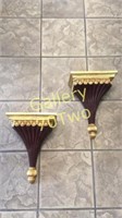 Pair of gilded wood wall sconces approximately