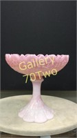 Vintage Fenton Rosalene Pink Swirl Pedestal Candy