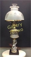 Antique Victorian era electrified oil lamp with