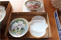 3 collector plates & Fire King dish