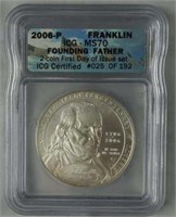 2006-P Franklin Founding Father MS70 Silver Dollar