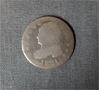 1821 Caped Bust Silver Dime - 10 Cent Coin