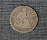 1877-CC Seated Liberty Silver Dime - 10 Cent Coin