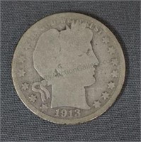 1913 Barber Silver Half Dollar