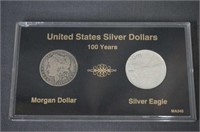 1894-O & 1994 U. S. 100 Years Silver Dollar Set