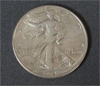 1945 Walking Liberty Unc. Silver Half Dollar