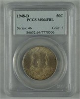 1948-D Franklin Half Dollar PCGS MS64 FBL 50c Coin