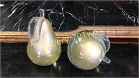 Large art glass pear and apple figures largest Is