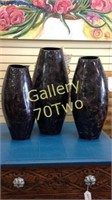 Purple Shell/Abalone vases set of 3 made in the