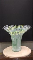 Large Murano art glass ruffled edge Vase