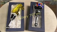 Pair of Murano art glass wine stoppers with