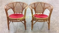 Pair on antique rattan chairs