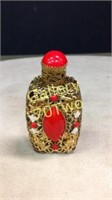 Antique gilded perfume bottle approximately 2.5"
