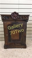 Small antique primitive hand carved wood cupboard