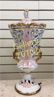 Beautiful gilded  hand painted porcelain lamp