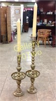 Pair of large antique etched brass